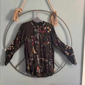 Johnny Was Black Embroidered Blouse